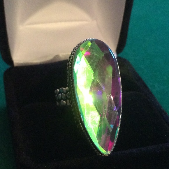 Color Change Aqua Aura Quartz Ring - Picture 11 of 11
